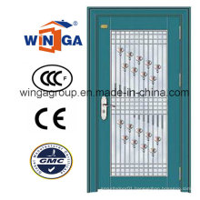 Decorative Security Steel Metal Temped Glass Door (W-GD-04)